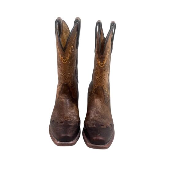 Tony Lama Ladies Santa Fe Bark Wingtip Vaquero VF6004 Cowboy Boots Size 6B Brown - Picture 2 of 9